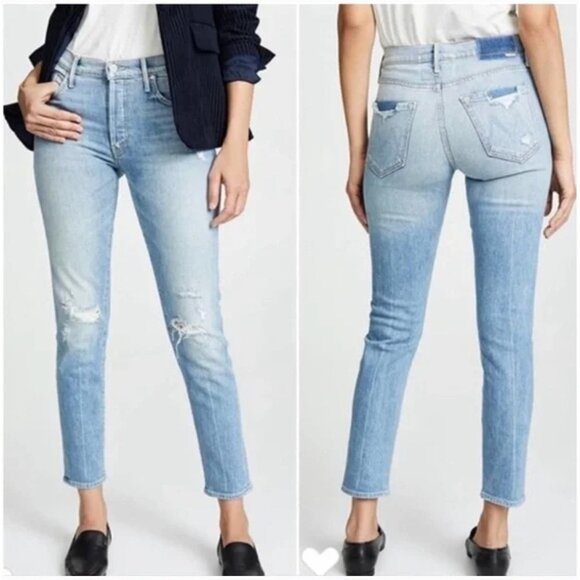 Mother Superior The Stinger Flood Jeans Womens 27 Distressed Ripped Made USA - Picture 1 of 6